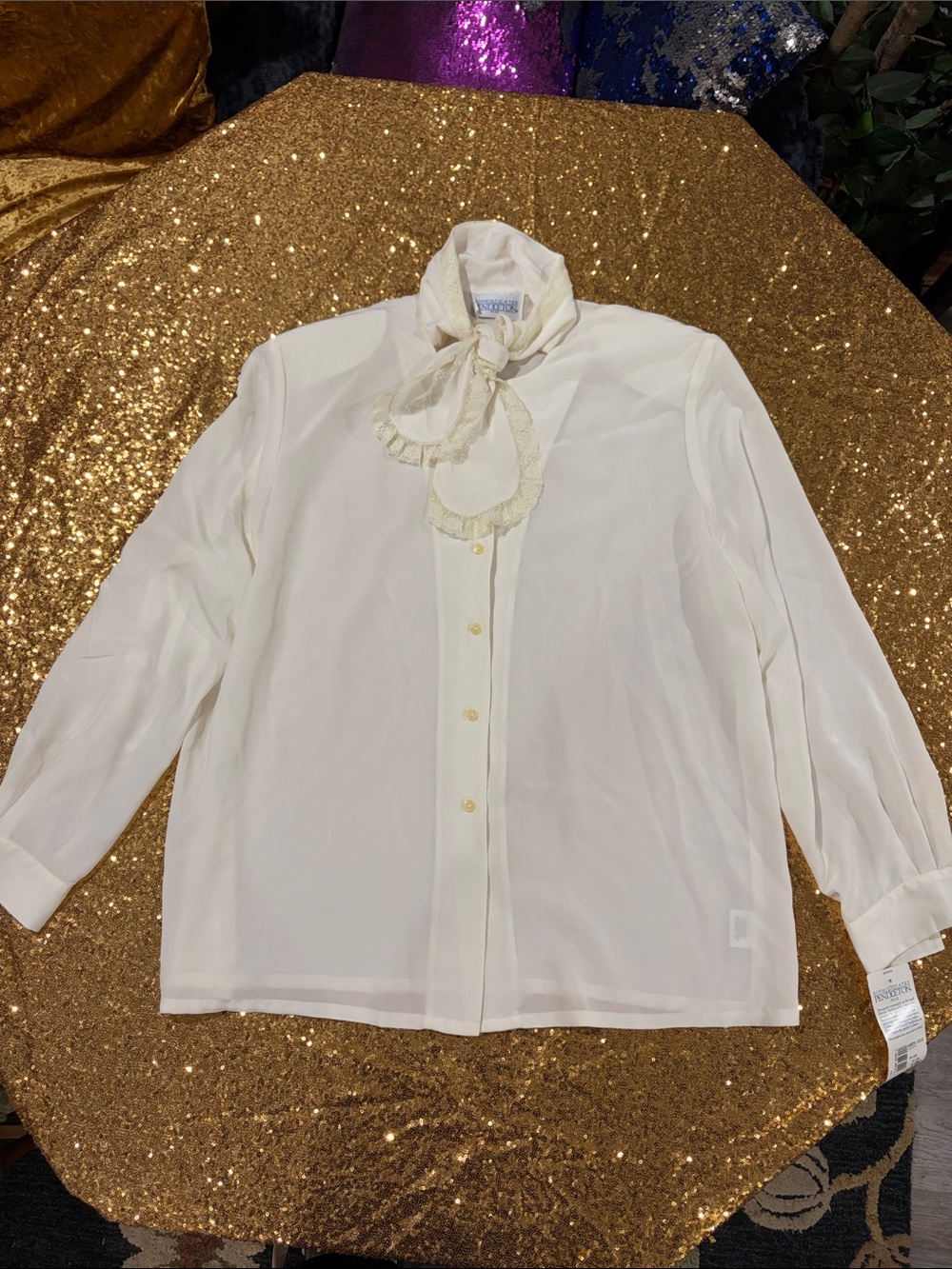 Pendleton Cream Tie-Neck Blouse